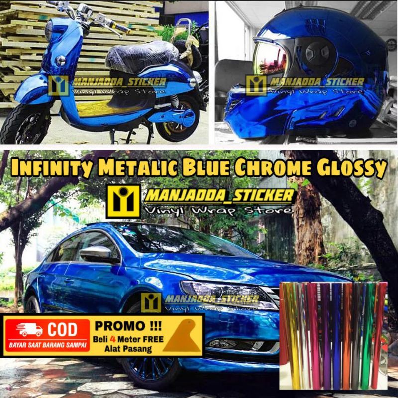 Stiker biru muda pastel super glossy skotlet motor ice blue kualitas premium