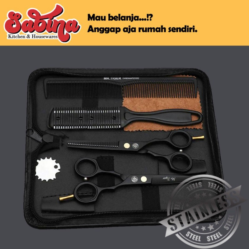 Set Alat Gunting Cukur Rambut Salon Sasak Flat Hair Scissors 5.5 Inch 7RHXK7BK