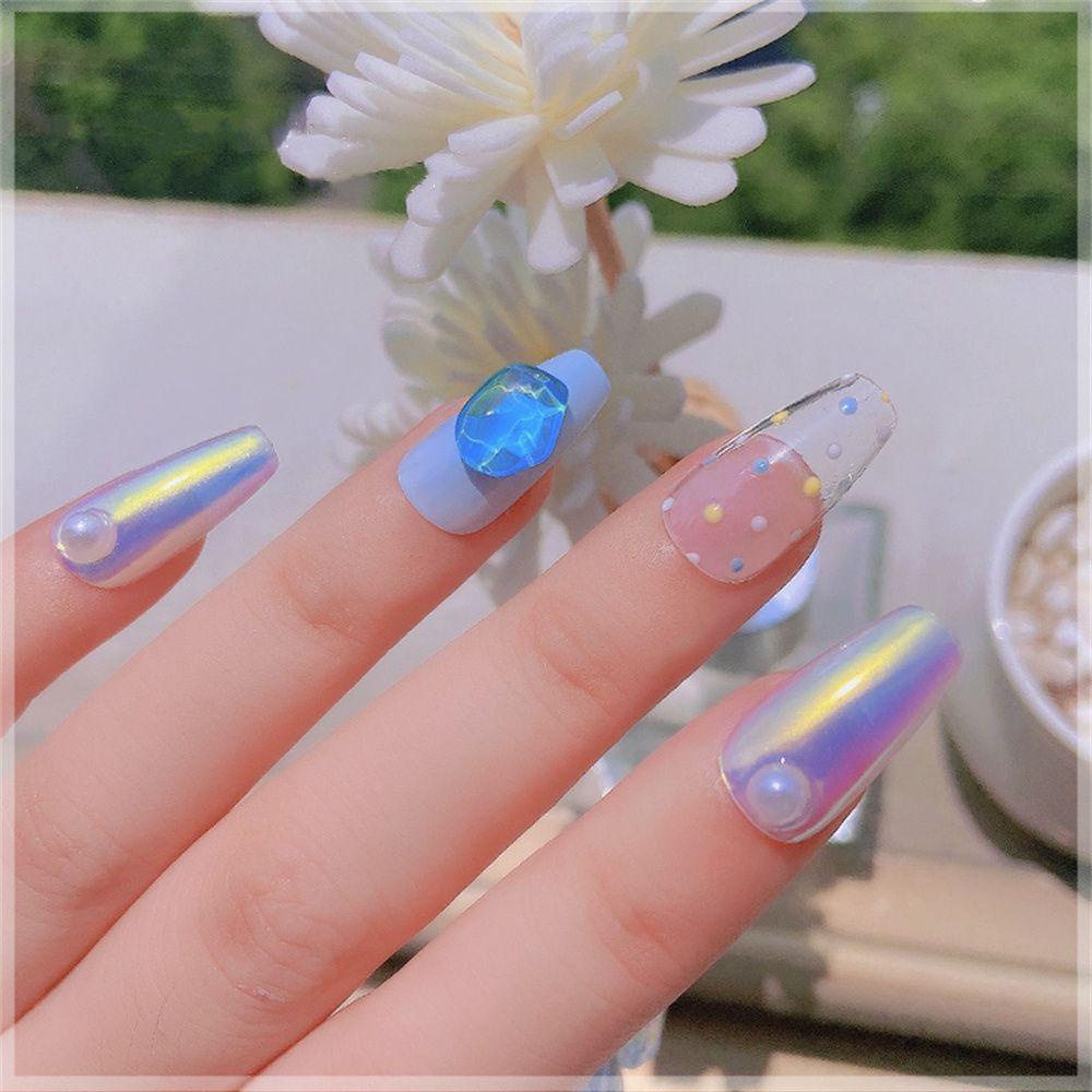 Preva 5pcs Nail Rhinestones Permata Kuku Aksesoris Aurora Es Batu Flatback Kristal Nail Art Dekorasi