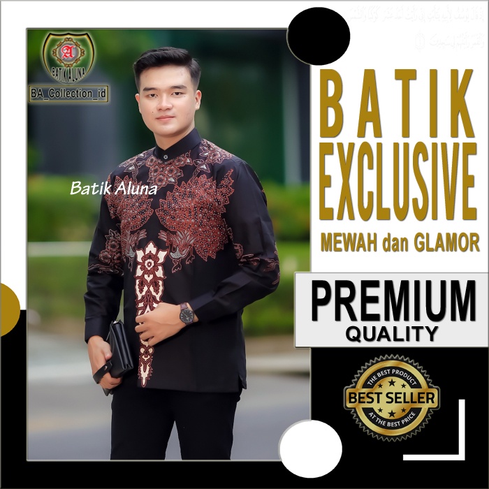 Batik Pria Koko Muslim Lengan Panjang Modern Katun Premium Furing Kombinasi Cowok Terbaru Lebaran Ko