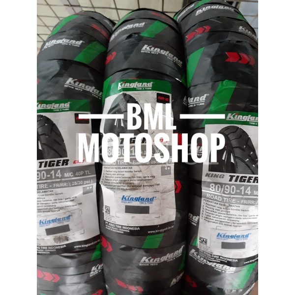 Ban Motor Tubeless Kingland 80/90-14 Tiger CRT Free Pentil Ban Motor Matic 80 90 Ring 14 Ban Luar Motor