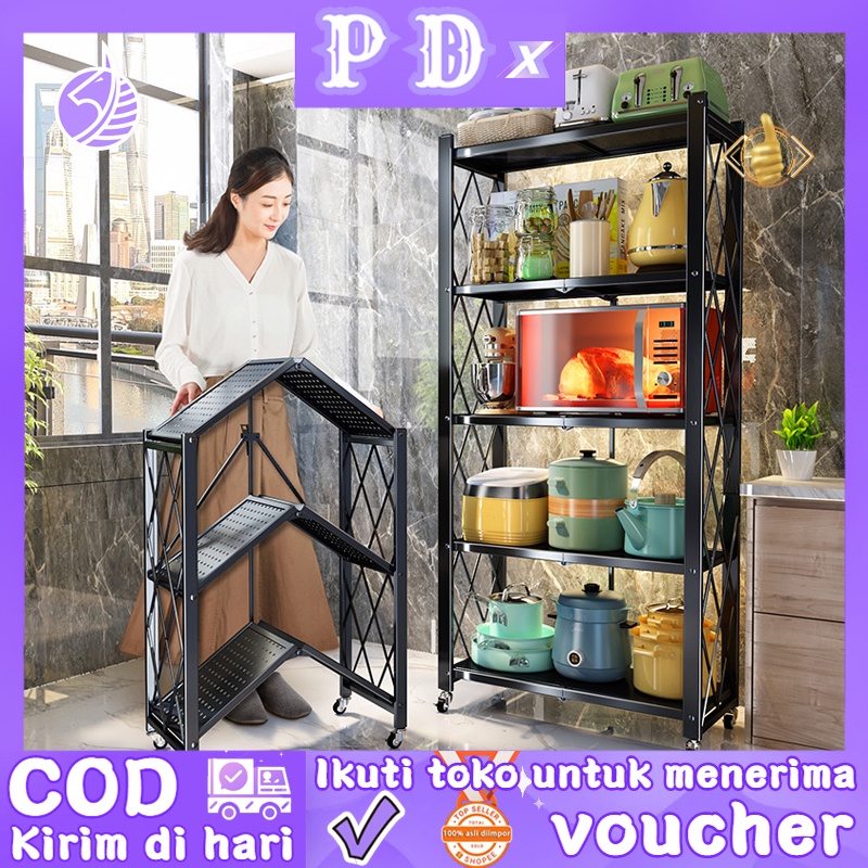 Pocket Dragon Rak Dapur Lipat Multifungsi tanpa Instalasi Rak Penyimpanan Bergerak Rak Dapur Susun Besi serbaguna