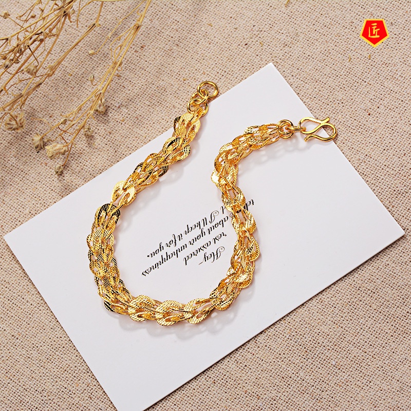 [Ready Stock]Fashion Glossy Phoenix Tail Gold Bracelet