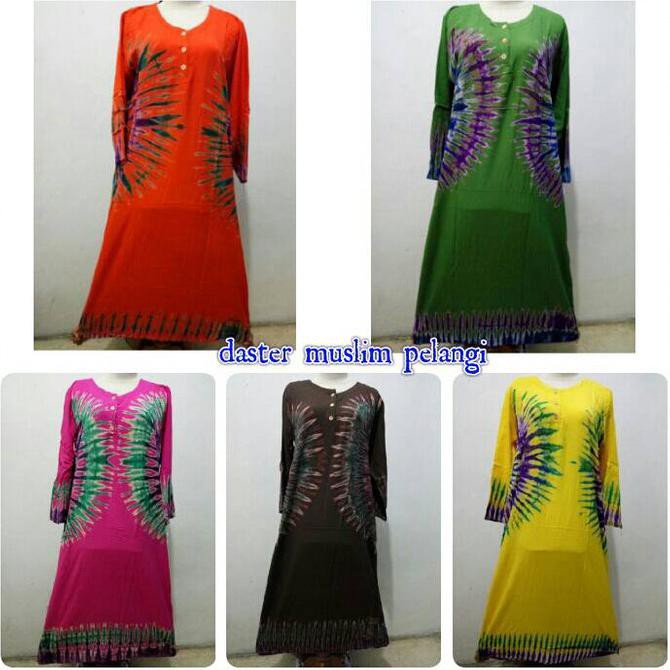 daster muslim pelangi baju tidur santai batik longdress