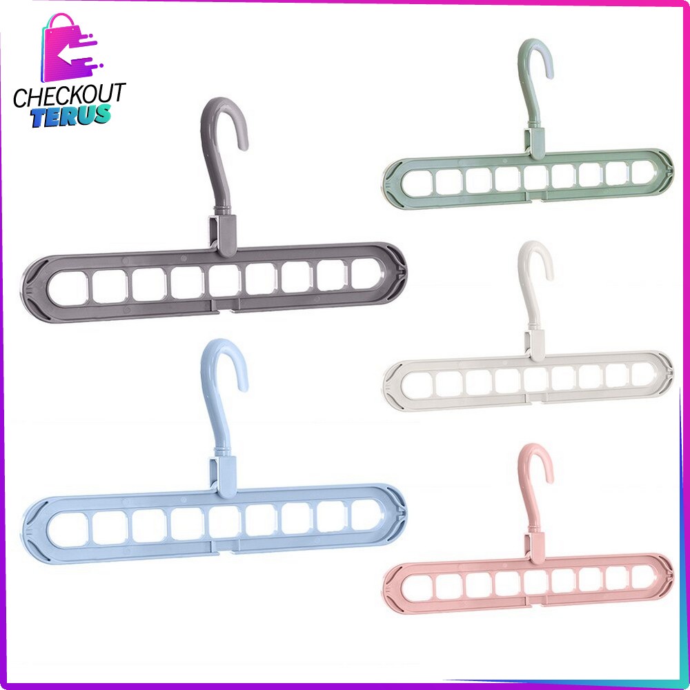 CT C125 C126 C159 Gantungan Baju 9 Lubang Hanger Pakaian 5in1 Perlengkapan Pakaian Hanger Plastik Hanger Baju