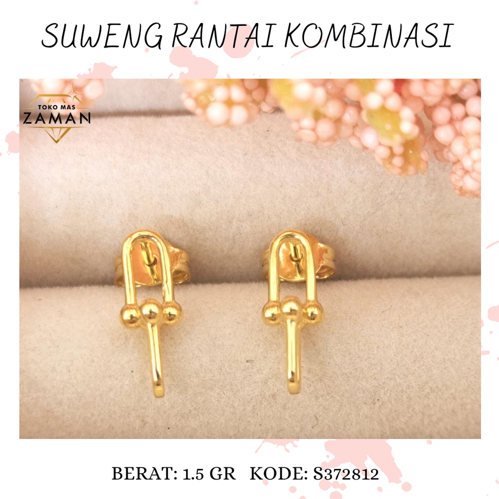 PERHIASAN SUWENG EARRING EMAS FASHION CHAIN 16K