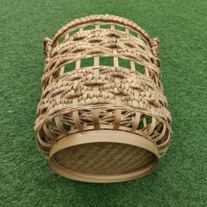 36 Keranjang Basket Handle Laundry Baju Corak Mix Bambu M - 33x33x35cm