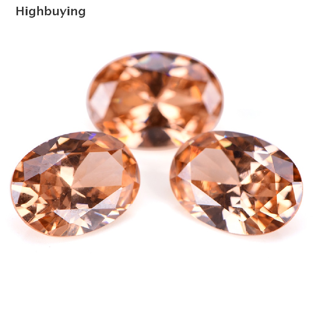 Hbid 10x14mm Batu Permata Zircon Bentuk Oval Handmade Untuk Hadiah