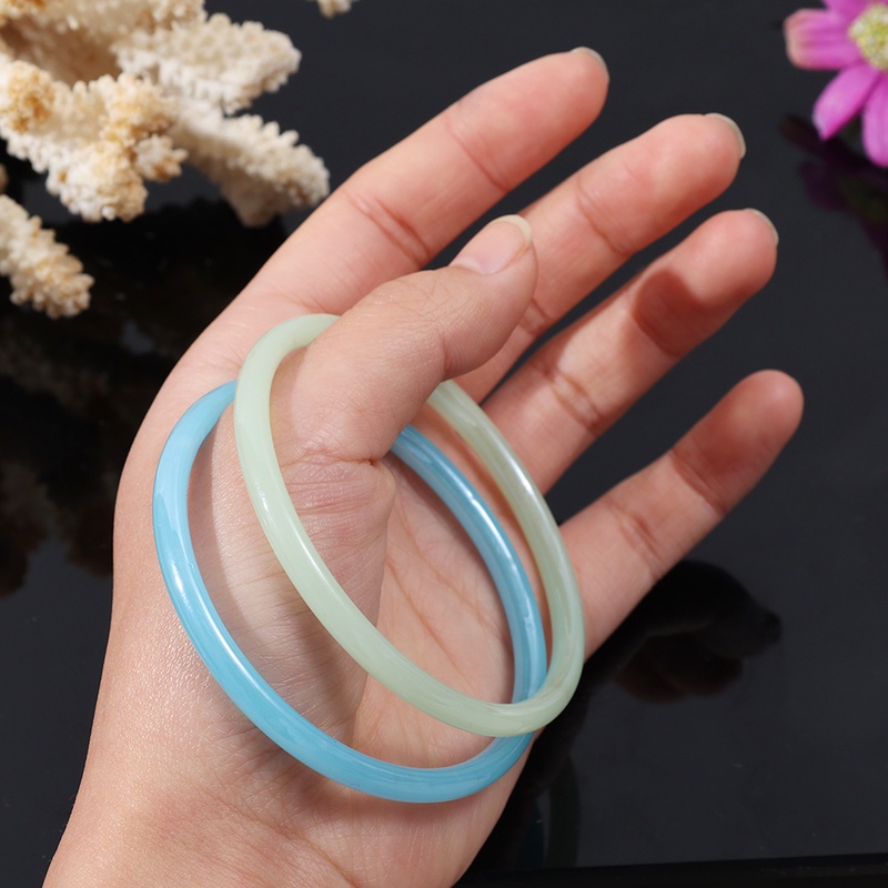 1pc Gelang Tangan Wanita Bahan Kaca Imitasi Tipis Hias Lonceng Gaya Hanfu