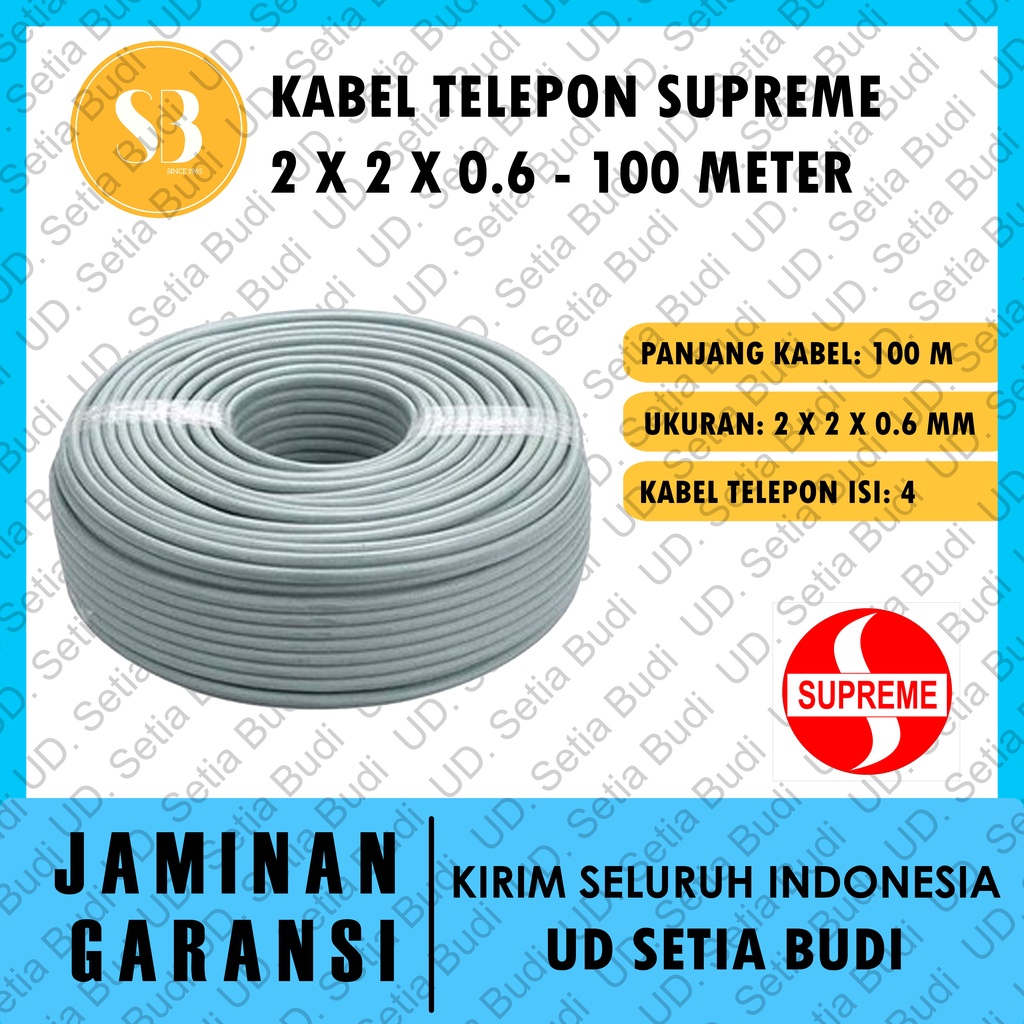 Kabel Telepon Supreme Isi 4 R-VV Ukuran 2 x 2 x 0,6 mm Panjang 200 500 Meter