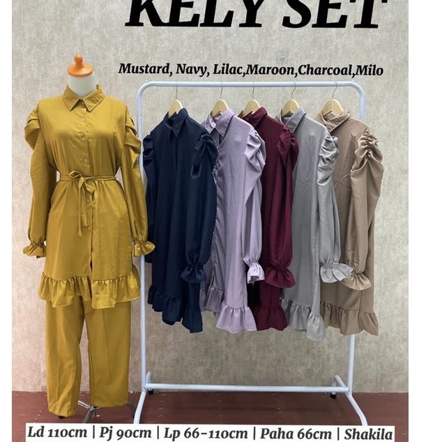 "MJY.15Ag21ᴰ" KELY SET TUNIK - SETCEL SHAKILA IMPORT SETELAN SHAKILA POLOS KANCING BUSUI/BUMIL MUSLI