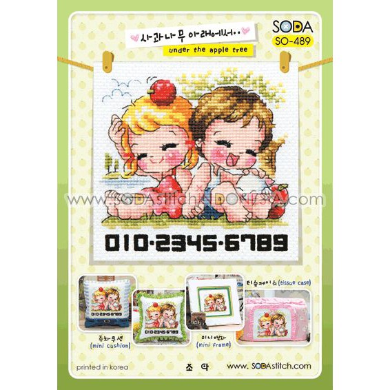 Paket DIY Craft Sulam Kristik / Cross Stitch Sodastitch SO-489 - Under The Apple Tree Korea Couple