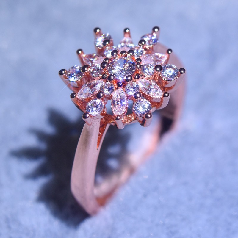 [Ready Stock]New Creative Diamond Ring Female Rose Gold