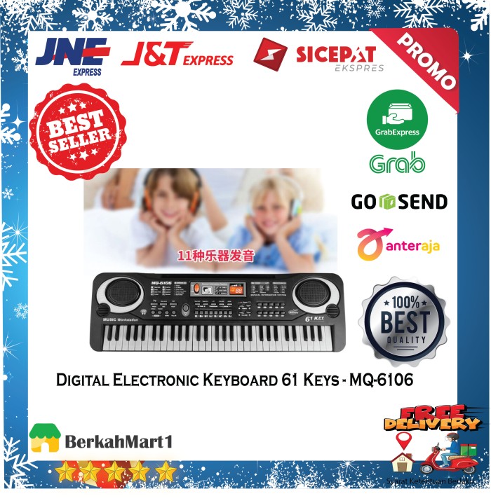 Mainan Piano Anak Digital Electronic Keyboard 61 Keys - MQ-6106 Murah