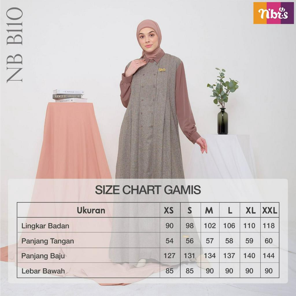 Nibras Gamis NB B110 Bahan Sorento Dobby Mix Carina Dress Fashion Muslimah Simpel by Nibras bisa COD