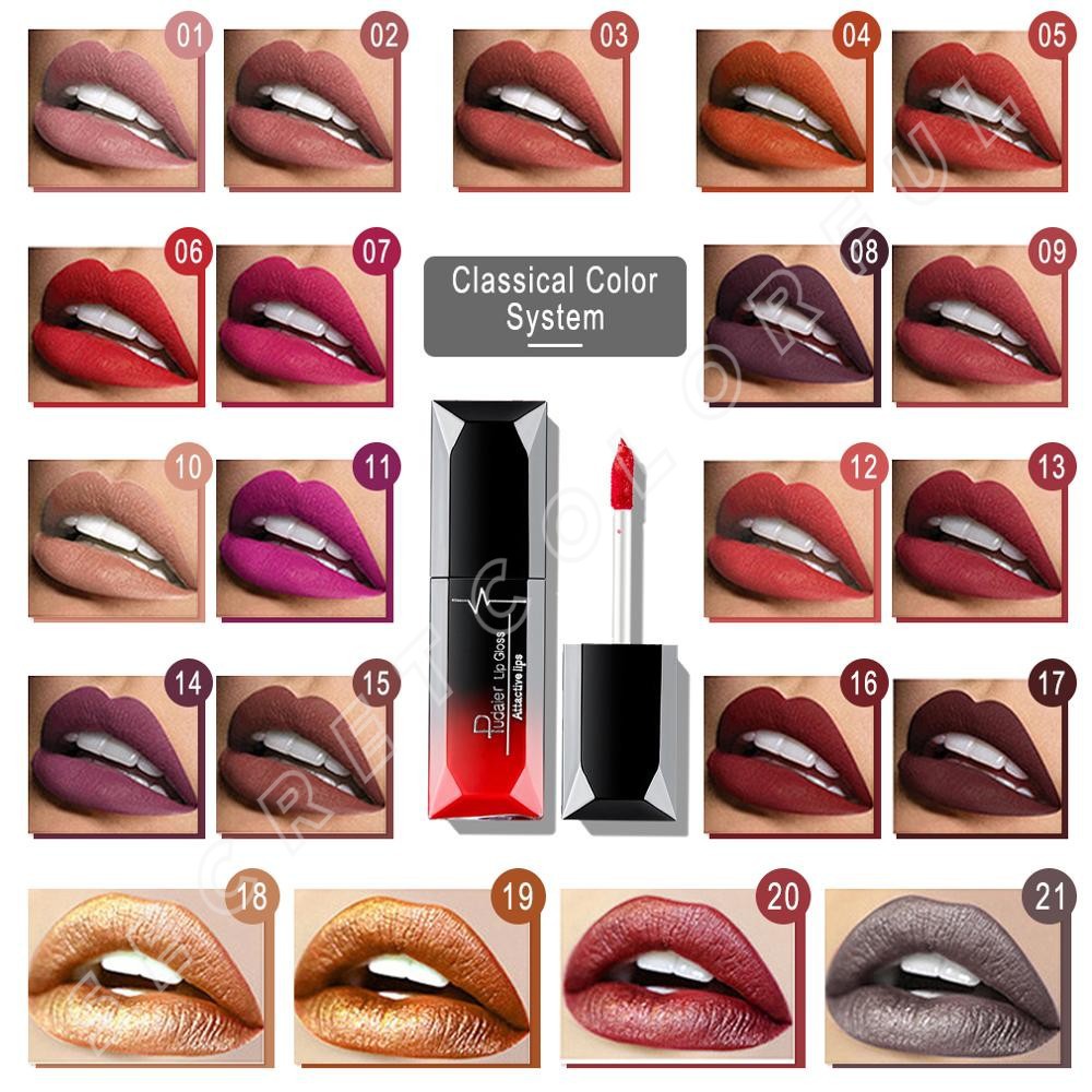 Pudaier Lipstick Cair Liquid Lipstick Matte Waterproof