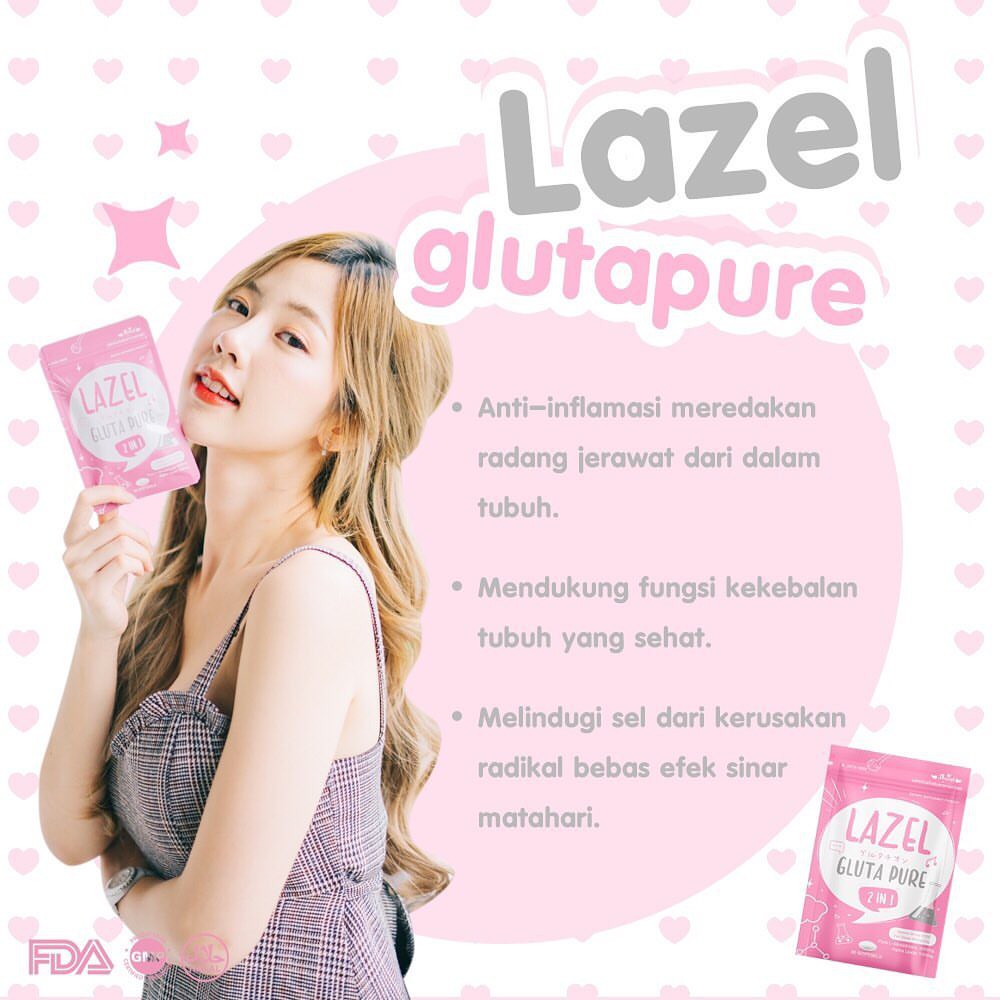 Lazel Gluta Pure 2 in 1 Isi 30 Softgel By Skinest Thailand 100% Original SUPLEMEN PEMUTIH