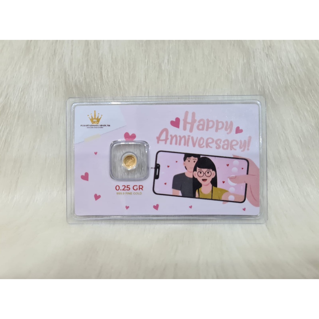 HADIAH GIFT MINI GOLD PT HARTADINATA EMAS LOGAM MULIA 99.99 TERMURAH MEDAN SERTIFIKAT 0.25 GR