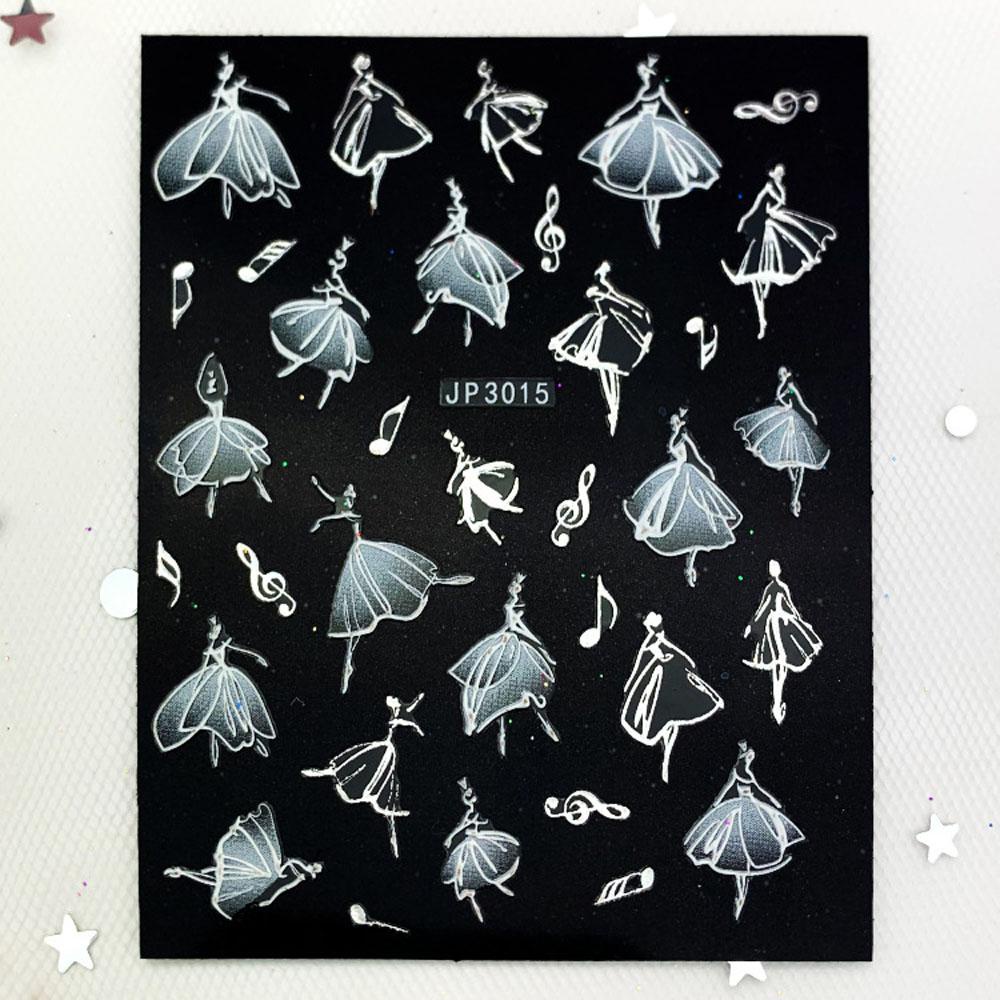 Stiker Kuku Grafir Agustina 3D 1PC Putih Timbul Slider Ultra Tipis Nail Polish Sticker