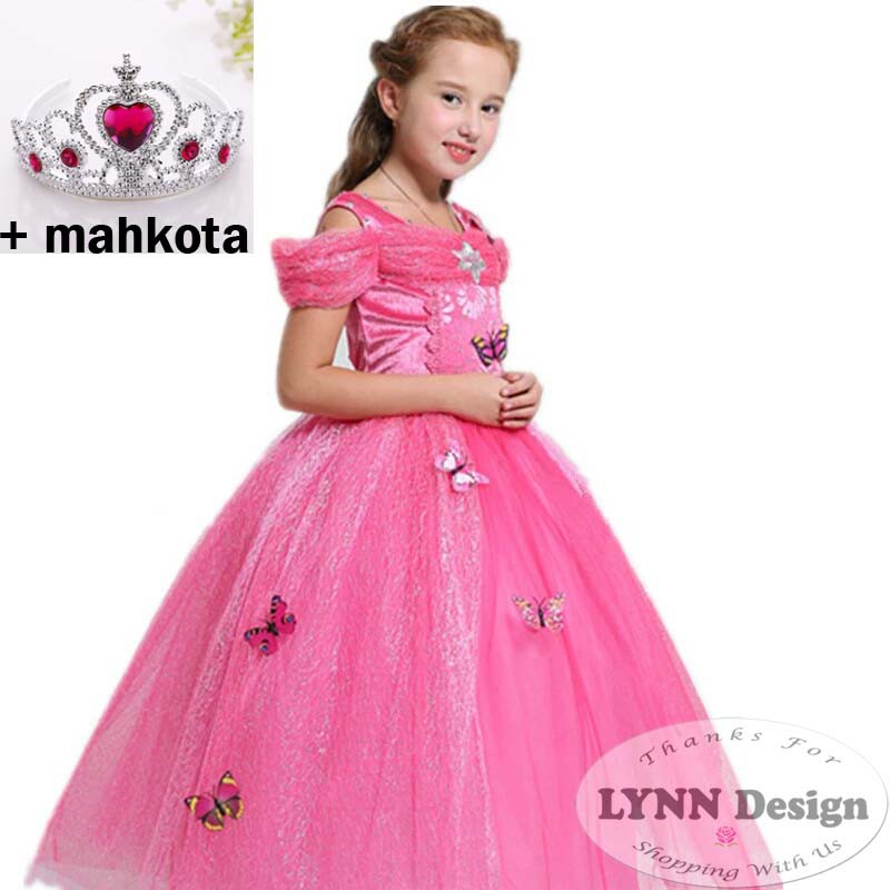 Dress Baju Kostum Anak Princess Putri Cinderella Tangan Pendek C54 Pink