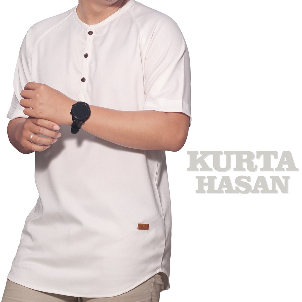Baju Koko Kurta Ikhwan Pria Dewasa Premium Pakistan AL Mia Lengan Pendek Polos Ukuran Jumbo 3XL A8
