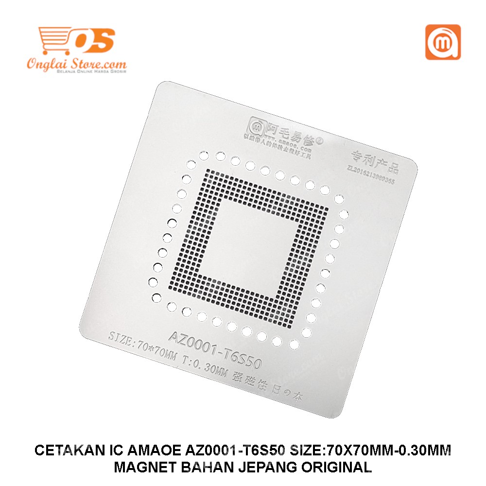 CETAKAN IC AMAOE AZ0001-T6S50 SIZE:70X70MM-0.30MM MAGNET BAHAN JEPANG ORIGINAL