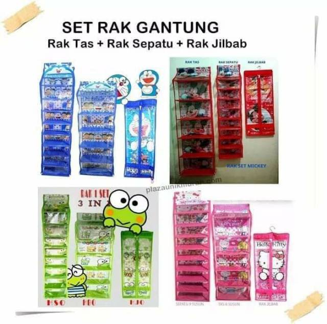 Rak Tas Gantung Resleting Hanger Bag Zipper Motif Karakter Kartun