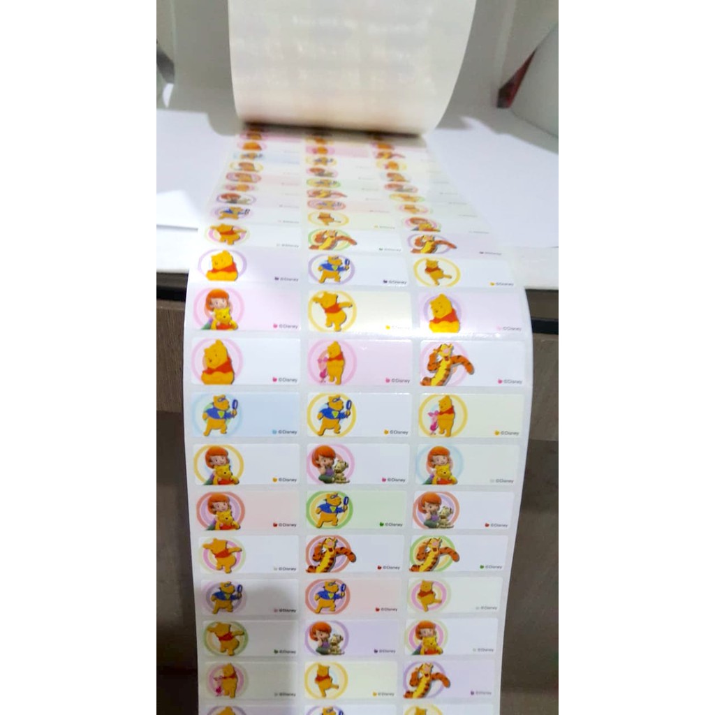 

Label nama stiker waterproof premium Pooh Family Ori