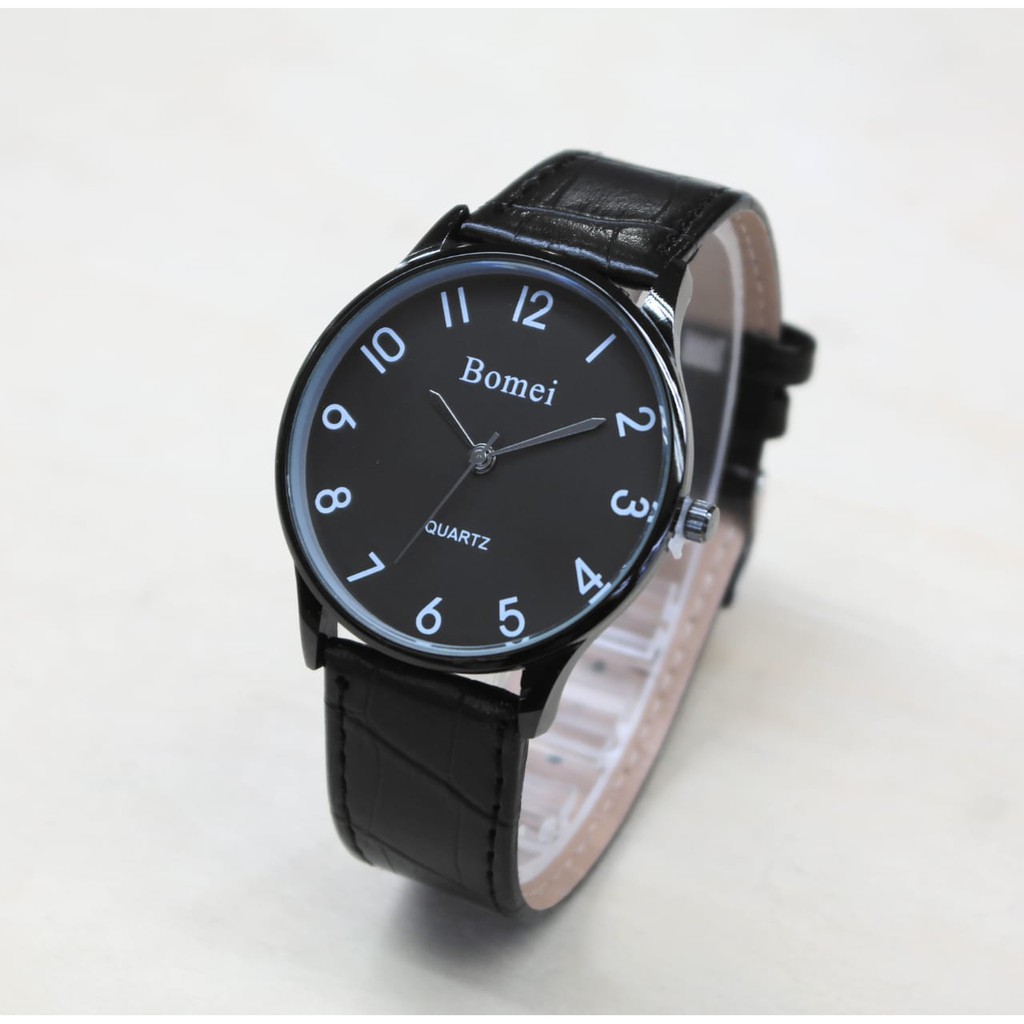 JAM TANGAN MURAH ORIGINAL TAHAN AIR BOMEI ANALOG TALI KULIT - UNISEX