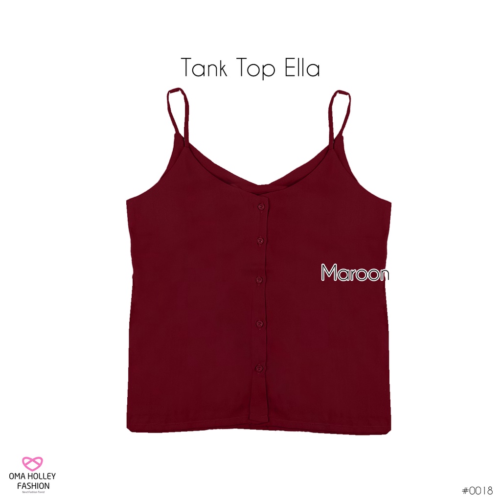 (COD) OH Fashion Basic Tank top Ella kancing premium quality korea #0018-Maroon