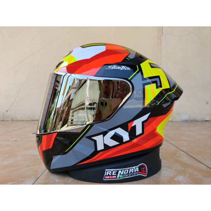 HELM KYT TT COURSE Motif/ Poloss. 100% Original. KYT TT C ( Ogkir Termurah 2 kg )-Jaume + Visor Silver
