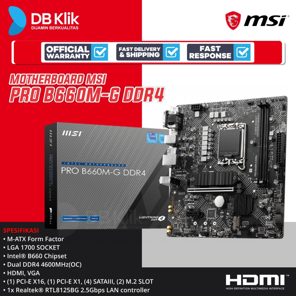 Motherboard MSI PRO B660M-G DDR4 m-ATX LGA1700 HDMI VGA DP - B660M G