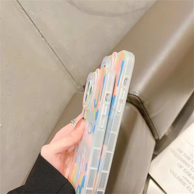 Soft Case TPU Transparan Motif Smiley Face Untuk iPhone 14 13 12 11 Pro Max X Xr Xs Max SE 8 7 6 6s Plus