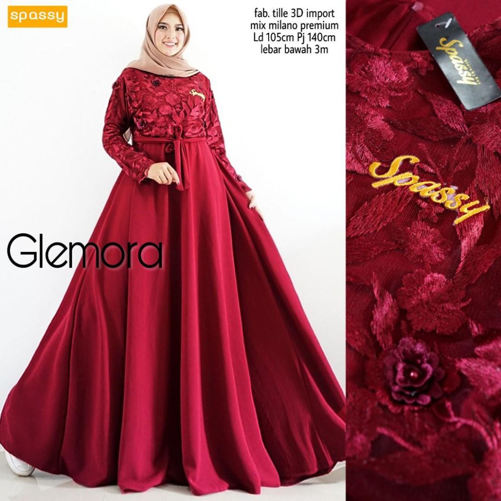 BERLINA DRESS Bahan Moscrepe Aplikasi Mutiara Baju Hijab Panjang Simple Gaun Kerja Muslimah