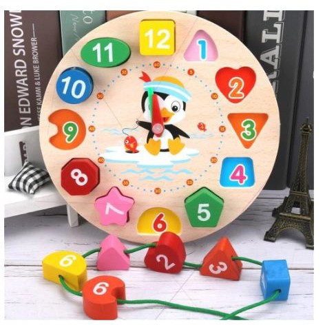 [MAINAN ANAK] - Board Game Mainan Edukasi Anak Geometry Number Roulette Match - Wooden