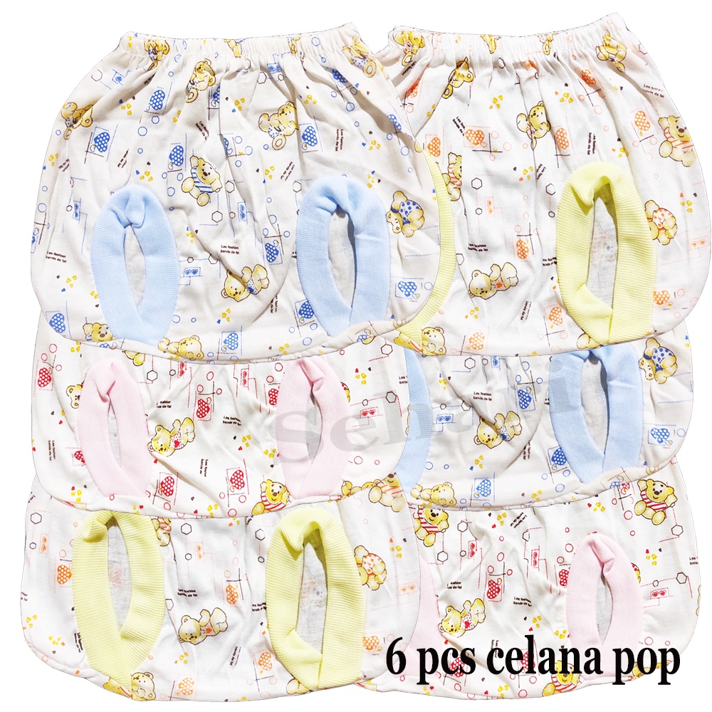 6 pcs celana pop bayi 0-3 bulan full print