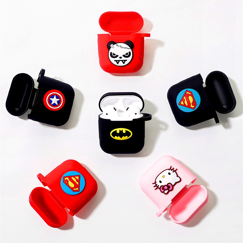 Soft Case Cover Silikon Motif Kartun Marvel untuk Apple airpods