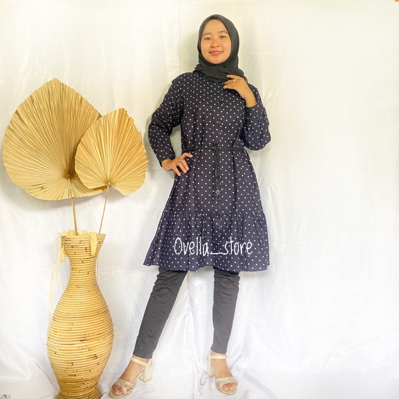 (SERI F) NEW! TUNIK KATUN LINEN/RAMI FREE TALI PINGGANG