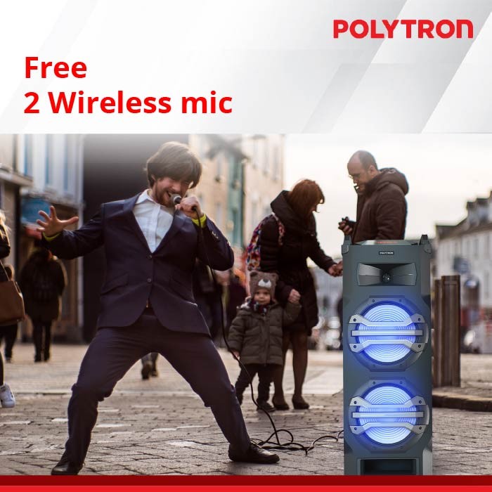 Speaker Polytron PTS2K25 Gratis 2 Wireless Mic / Trolley Speaker Polytron / Speaker Portable