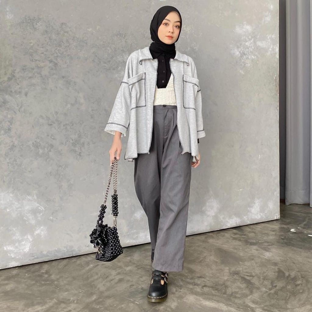 FC- Cardi Hismi RIB - CARDIGAN KNTONG WANITA MUSLIM / OUTHER HISMI POCKET WANITA