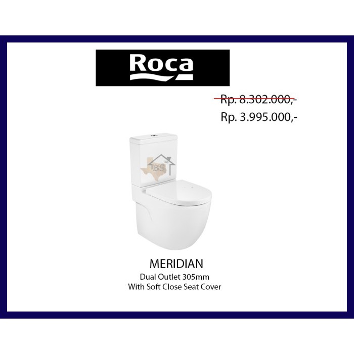 PROMO CLOSET DUDUK ROCA MONOBLOCK ROCA MERIDIAN WITH SOFT CLOSE COVER