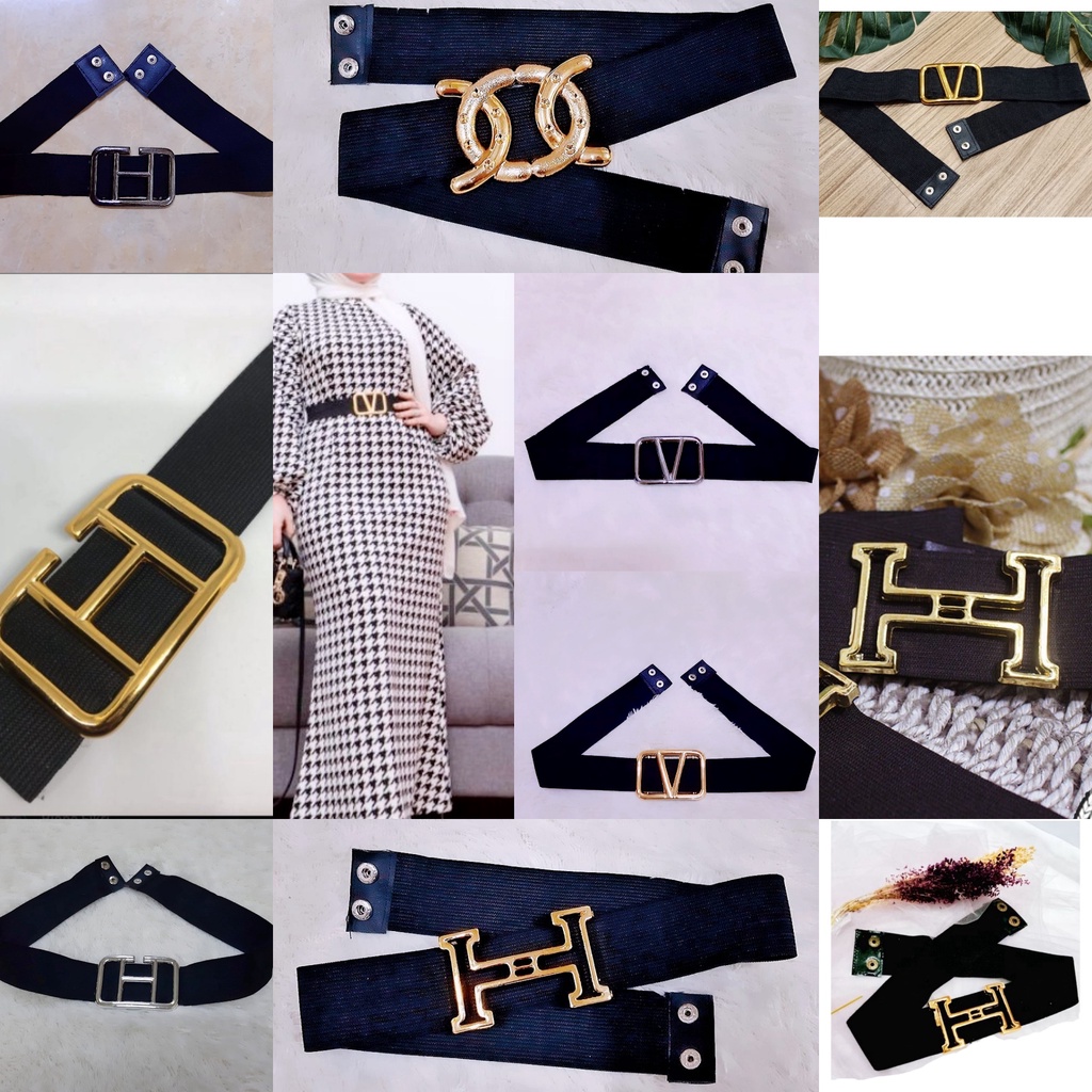 GROSIR 12pcs BELT V / BELT H IKAT PINGGANG WANITA KARET STRECHT