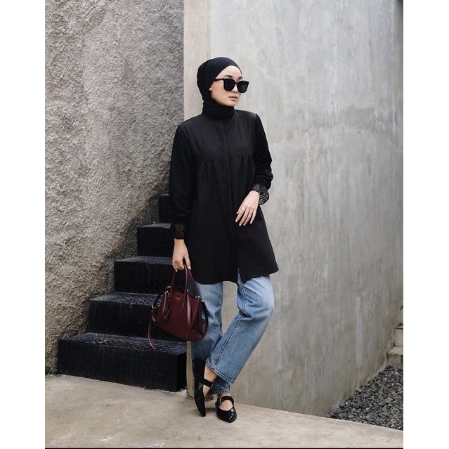 WILLOW TUNIC/TUNIK POLOS/TUNIK  BRUKAT ATASAN WANITA POLOS