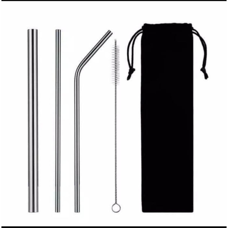 sedotan stainless set 5 in 1 straw