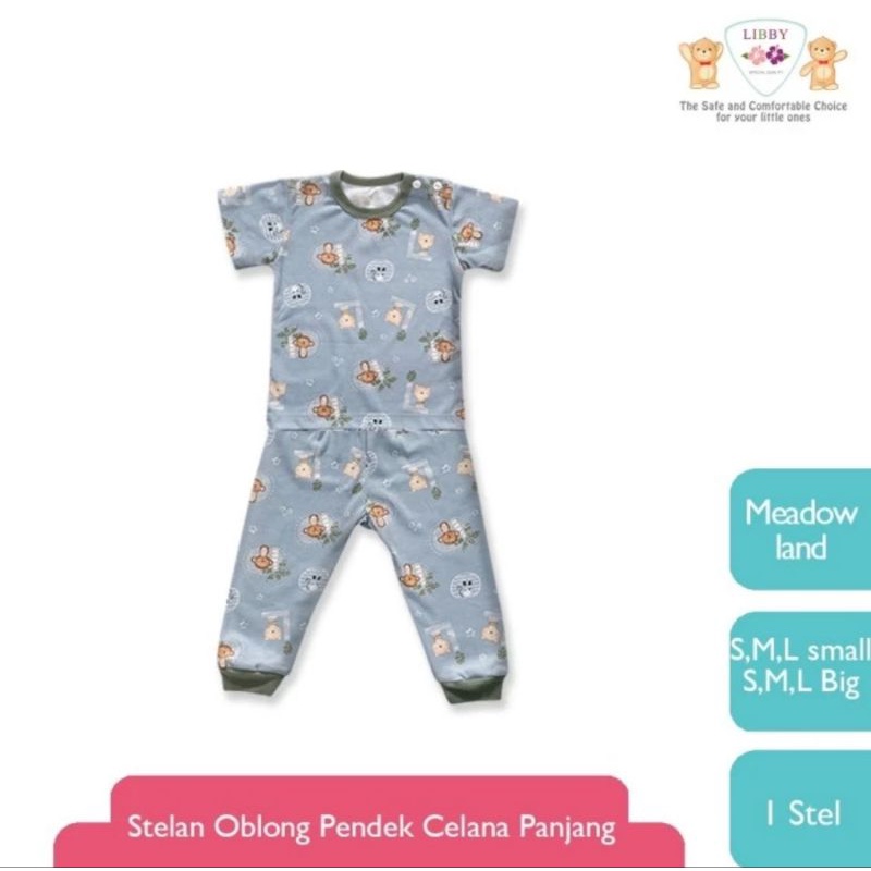 Libby Meadow Land Series Setelan Oblong Lengan Pendek Celana Panjang - Setelan Baju Anak