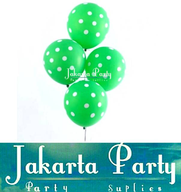 Balon Latek Hijau Polkadot