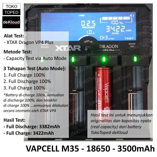 Authentic VAPCELL 18650 3500mAh 25A Battery | batre baterai batere 3500 m35 cas