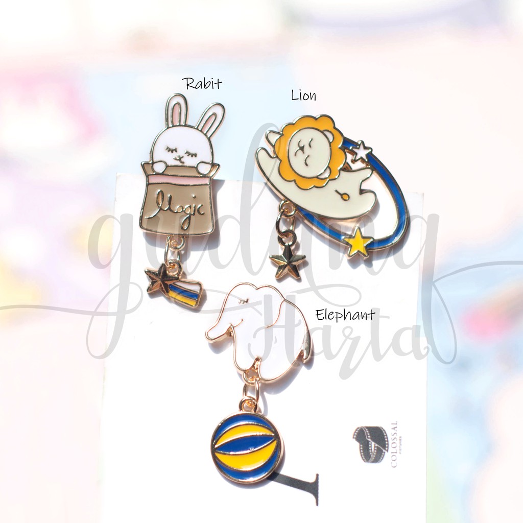 Pin Circus Animal Pin Pertunjukan Singa Kelinci Dan Gajah Pin Bros Unik GH 208733