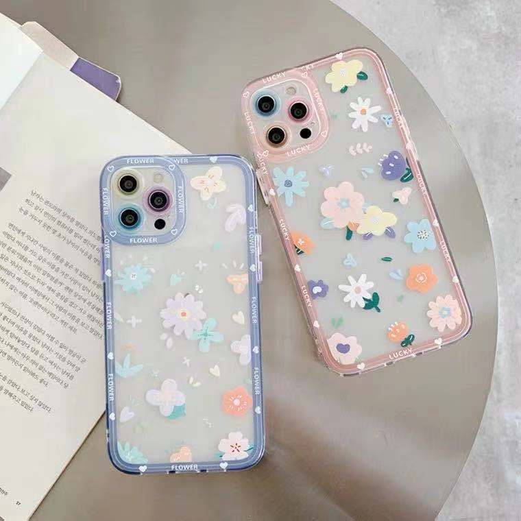 Soft Case TPU Transparan Motif Bunga Untuk Iphone 14 13 12 11 Pro mini 8 7 6 6s Plus X XS Max XR