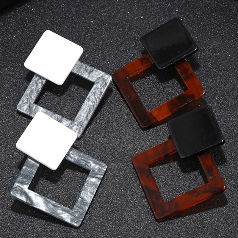 Glitter 1 Pair Geometric Vintage Acrylic Triangle Stud Earrings for Women Jewelry Gift